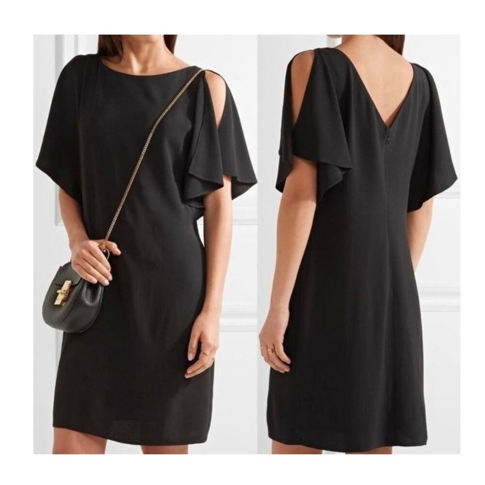 Theory Andzelika Rosina Crepe Split Sleeve Dress Black Size 00